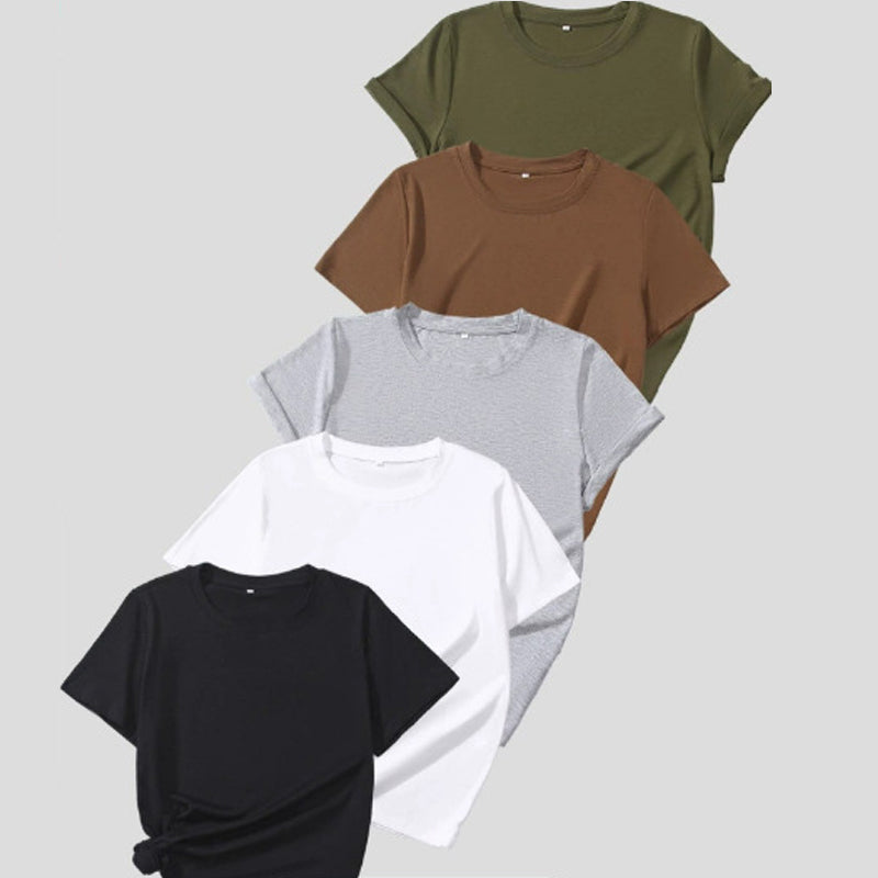 🔥Promotion exceptionnelle 2026 : 52 % de réduction+ livraison gratuite🔥Lot de 5 t-shirts unis polyvalents