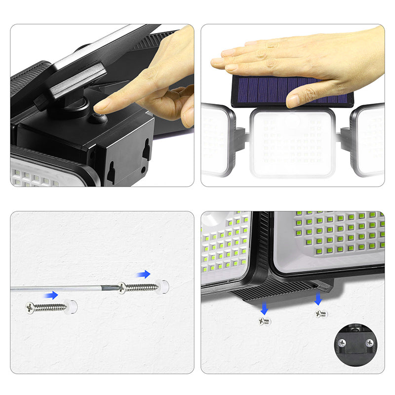 🌞💡 50 % de réduction + livraison gratuite 🔥 Lampe de sécurité solaire à trois têtes avec détecteur de mouvement