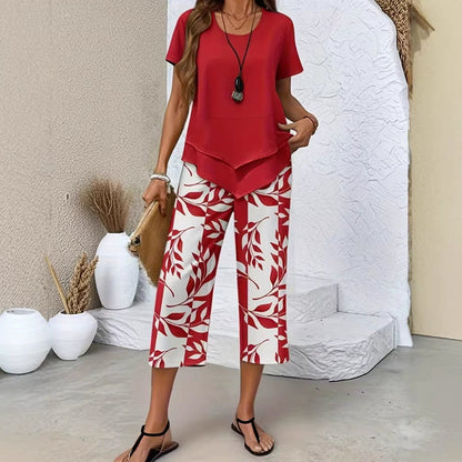 ✨50% de réduction 🔥💙 Ensemble décontracté composé d'un haut long superposé à col rond et d'un pantalon à jambes larges