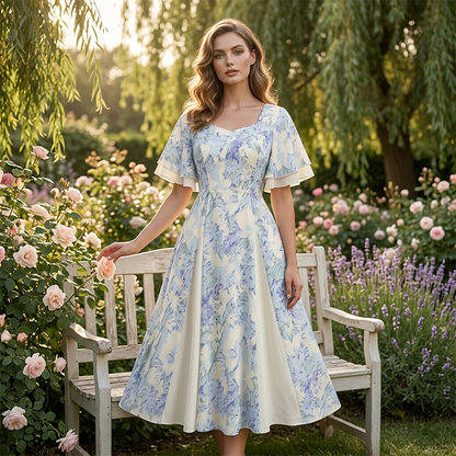 👗55 % de réduction🔥Offres spéciales - Robe évasée à manches flottantes| Style Vintage Chic 🌸