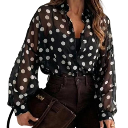 👚 50% DE RÉDUCTION! ✨ Chemise Femme à Pois & Manches Bouffantes – Tissu Léger, Coupe Chic & Parfaite Pour Un Look Élégant Au Quotidien 🌸