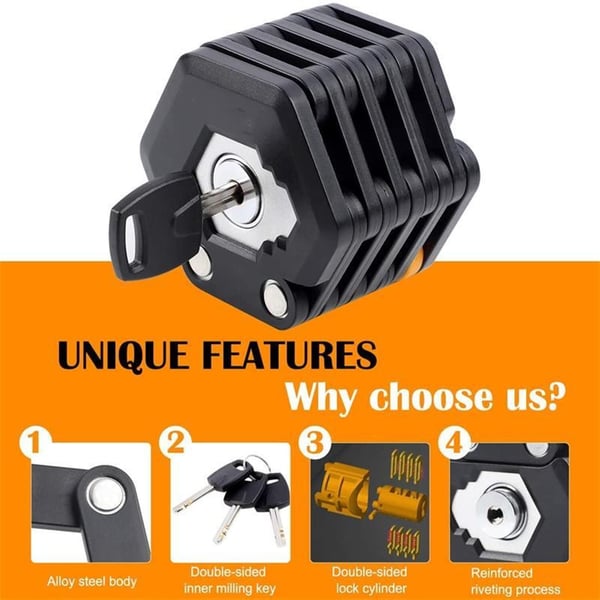 ✨60 % de réduction 🔥 Meilleure vente | Antivol pliable pour motos et vélos • Antivol et robuste 💪 Antirouille