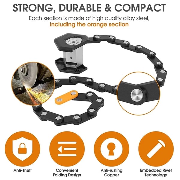 ✨60 % de réduction 🔥 Meilleure vente | Antivol pliable pour motos et vélos • Antivol et robuste 💪 Antirouille