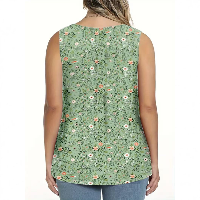 👕 PROMO LIMITÉE 56% DE RÉDUCTION ! 🌸 Haut Sans Manches Imprimé à Boutons – Léger, Respirant & Couleurs Vives ✨