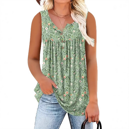 👕 PROMO LIMITÉE 56% DE RÉDUCTION ! 🌸 Haut Sans Manches Imprimé à Boutons – Léger, Respirant & Couleurs Vives ✨