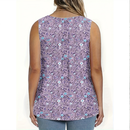 👕 PROMO LIMITÉE 56% DE RÉDUCTION ! 🌸 Haut Sans Manches Imprimé à Boutons – Léger, Respirant & Couleurs Vives ✨