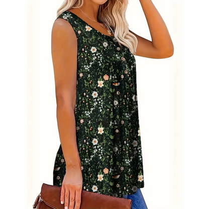 👕 PROMO LIMITÉE 56% DE RÉDUCTION ! 🌸 Haut Sans Manches Imprimé à Boutons – Léger, Respirant & Couleurs Vives ✨