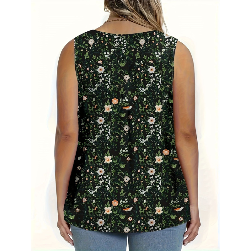👕 PROMO LIMITÉE 56% DE RÉDUCTION ! 🌸 Haut Sans Manches Imprimé à Boutons – Léger, Respirant & Couleurs Vives ✨