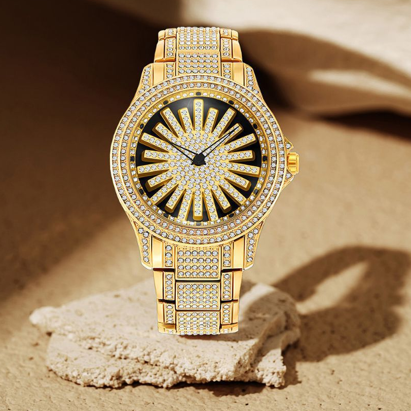 ⌚ 55% DE RÉDUCTION! 💎 Montre Homme à Cadran Rotatif Serti de Diamants – Lunette Tournante, Élégance Luxueuse & Parfaite Pour Les Soirées 🔥