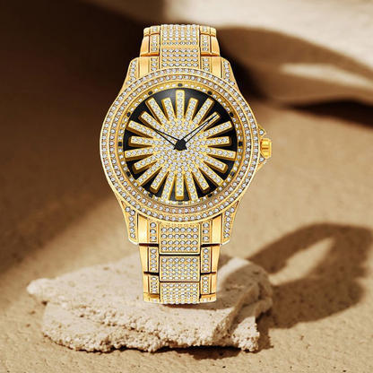 ⌚ 55% DE RÉDUCTION! 💎 Montre Homme à Cadran Rotatif Serti de Diamants – Lunette Tournante, Élégance Luxueuse & Parfaite Pour Les Soirées 🔥
