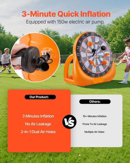 ✨ 50 % de réduction + livraison gratuite 🔥 Cible de fléchettes gonflable en forme de ballon de football, cible géante, livrée avec 2 ballons de football et une pompe à air, s'installe en 3 minutes, idéale pour les grands jeux dans le jardin