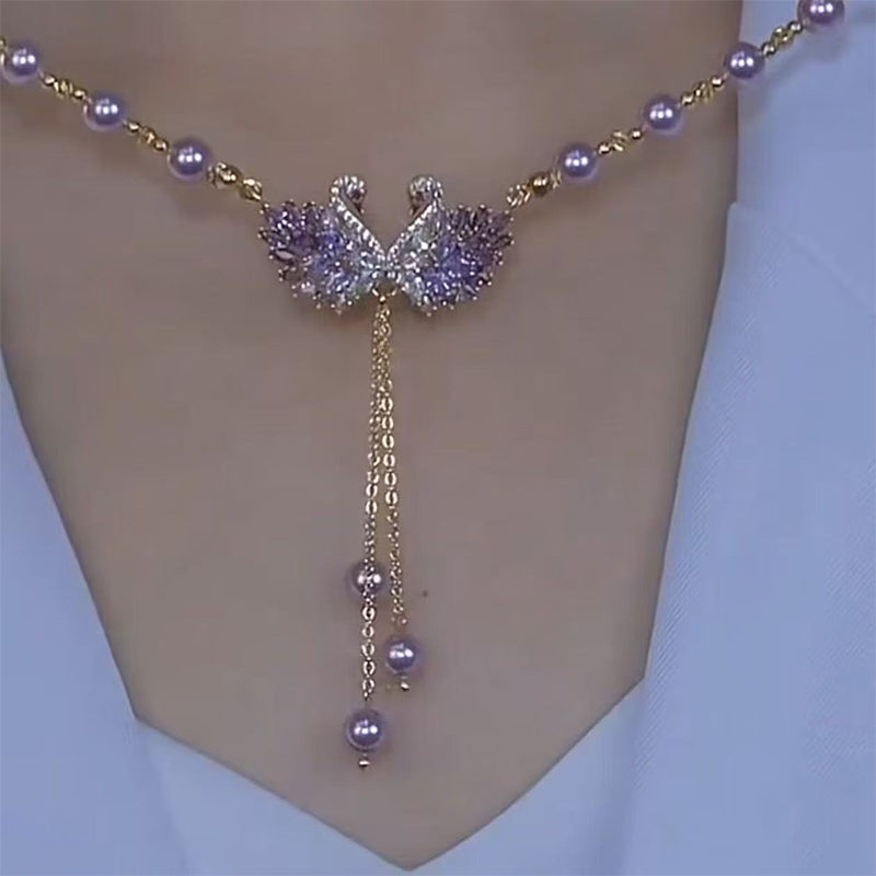 ✨53 % de réduction 🔥 Collier pendentif double cygne violet 🌹