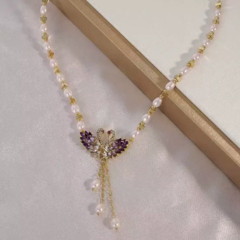 ✨53 % de réduction 🔥 Collier pendentif double cygne violet 🌹