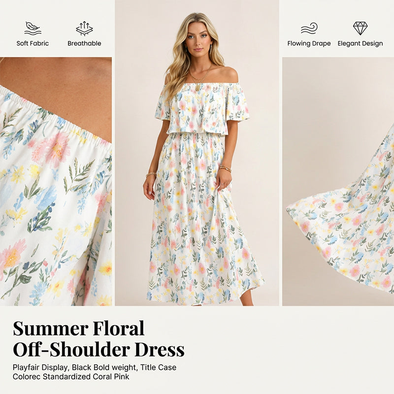 🌸Robe longue à manches courtes et épaules dénudées ✅ Épaules Dénudées & Poches Cachées | Bohème et Élégante 👗 -50% AUJOURD’HUI 🔥