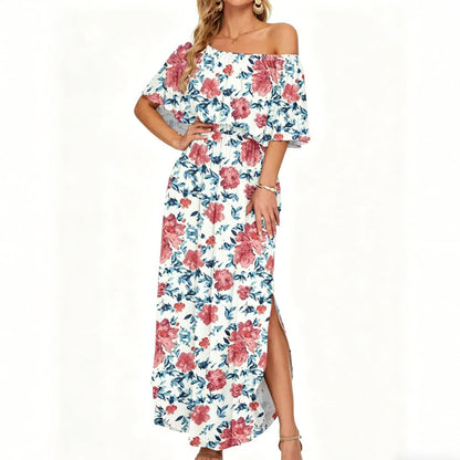 🌸Robe longue à manches courtes et épaules dénudées ✅ Épaules Dénudées & Poches Cachées | Bohème et Élégante 👗 -50% AUJOURD’HUI 🔥