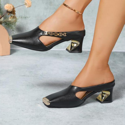 ✨👠52 % de réduction + livraison gratuite 🔥 Mules à bout carré et bout métallique pour femme