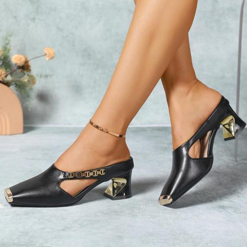 ✨👠52 % de réduction + livraison gratuite 🔥 Mules à bout carré et bout métallique pour femme
