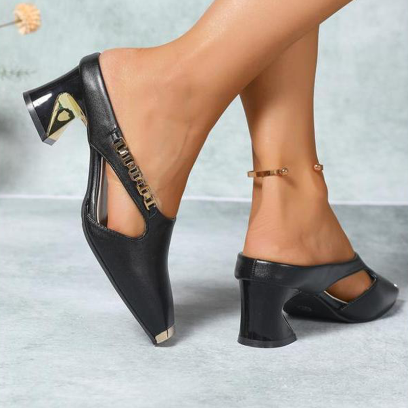 ✨👠52 % de réduction + livraison gratuite 🔥 Mules à bout carré et bout métallique pour femme