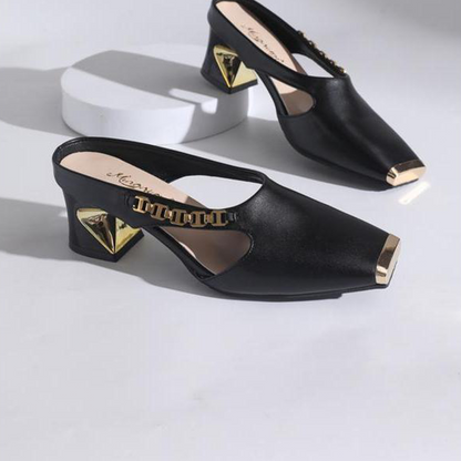 ✨👠52 % de réduction + livraison gratuite 🔥 Mules à bout carré et bout métallique pour femme