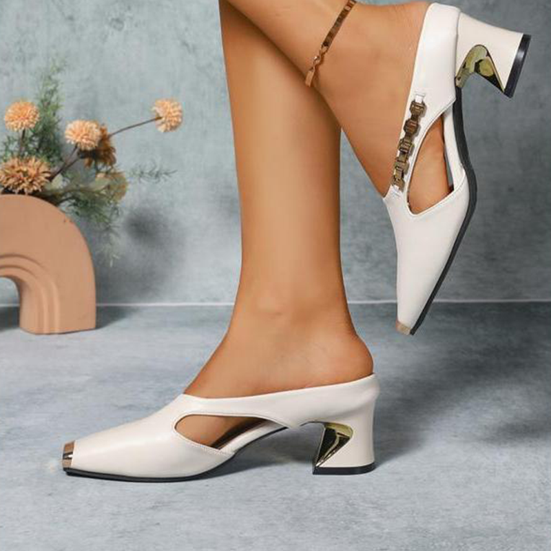✨👠52 % de réduction + livraison gratuite 🔥 Mules à bout carré et bout métallique pour femme