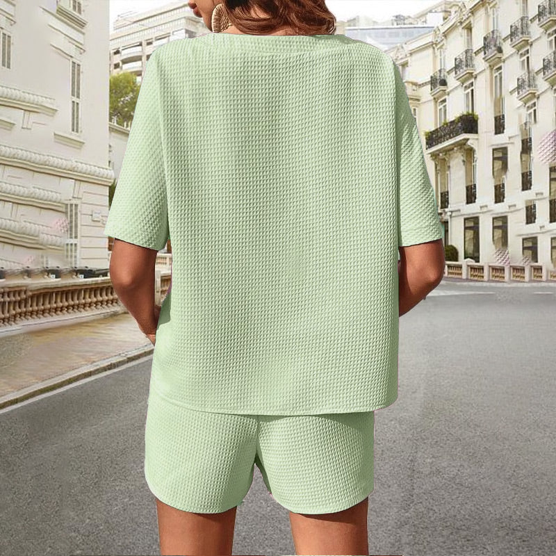 ✨🌿64 % de réduction 🔥 Ensemble 2 pièces gaufré décontracté pour femmes