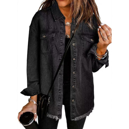 🌸🍁 50% DE RÉDUCTION! 🔆 Veste en Jean Déchirée à Bords Bruts pour Femmes – Look Rock, Coton Respirant & Parfaite Pour Un Style Décontracté 🌸