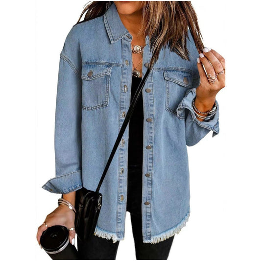 🌸🍁 50% DE RÉDUCTION! 🔆 Veste en Jean Déchirée à Bords Bruts pour Femmes – Look Rock, Coton Respirant & Parfaite Pour Un Style Décontracté 🌸