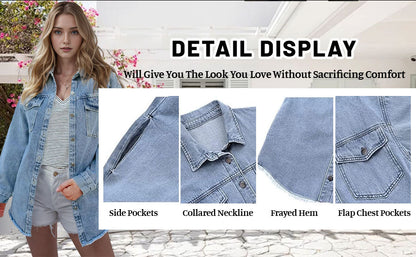 🌸🍁 50% DE RÉDUCTION! 🔆 Veste en Jean Déchirée à Bords Bruts pour Femmes – Look Rock, Coton Respirant & Parfaite Pour Un Style Décontracté 🌸