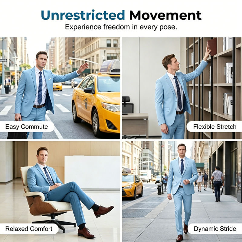 ✨👔60% de réduction + livraison gratuite🔥Ensemble de costume d'affaires coupe moderne 2 pièces pour homme