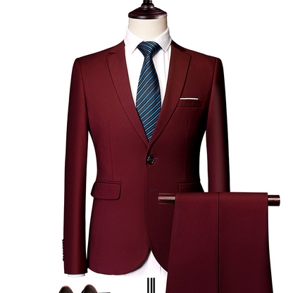 ✨👔60% de réduction + livraison gratuite🔥Ensemble de costume d'affaires coupe moderne 2 pièces pour homme