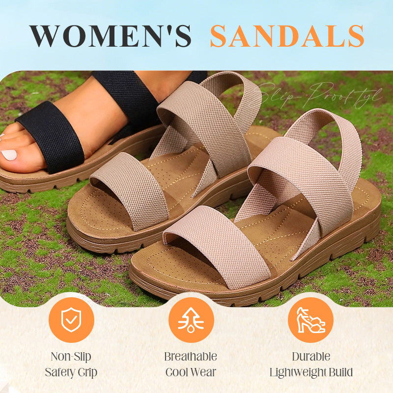 👡 65% DE RÉDUCTION! 🔥 Sandales Décontractées Antidérapantes pour Femme avec Larges Bandes Élastiques – Confortables, Semelle Amortie & Parfaites Pour Les Journées Ensoleillées ☀️