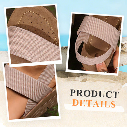 👡 65% DE RÉDUCTION! 🔥 Sandales Décontractées Antidérapantes pour Femme avec Larges Bandes Élastiques – Confortables, Semelle Amortie & Parfaites Pour Les Journées Ensoleillées ☀️