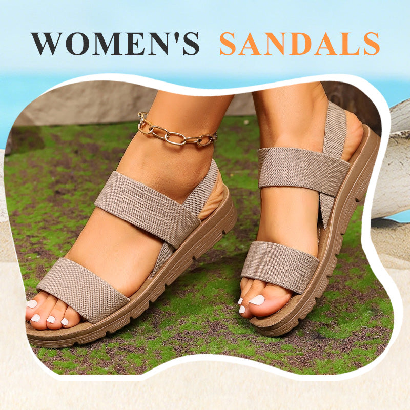 👡 65% DE RÉDUCTION! 🔥 Sandales Décontractées Antidérapantes pour Femme avec Larges Bandes Élastiques – Confortables, Semelle Amortie & Parfaites Pour Les Journées Ensoleillées ☀️