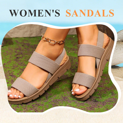 👡 65% DE RÉDUCTION! 🔥 Sandales Décontractées Antidérapantes pour Femme avec Larges Bandes Élastiques – Confortables, Semelle Amortie & Parfaites Pour Les Journées Ensoleillées ☀️