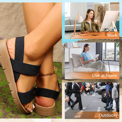 👡 65% DE RÉDUCTION! 🔥 Sandales Décontractées Antidérapantes pour Femme avec Larges Bandes Élastiques – Confortables, Semelle Amortie & Parfaites Pour Les Journées Ensoleillées ☀️