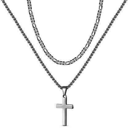 ✨✝️58 % de réduction🔥Collier double rangée en acier inoxydable Collier créatif à chaînes torsadées cubaines multi-rangées