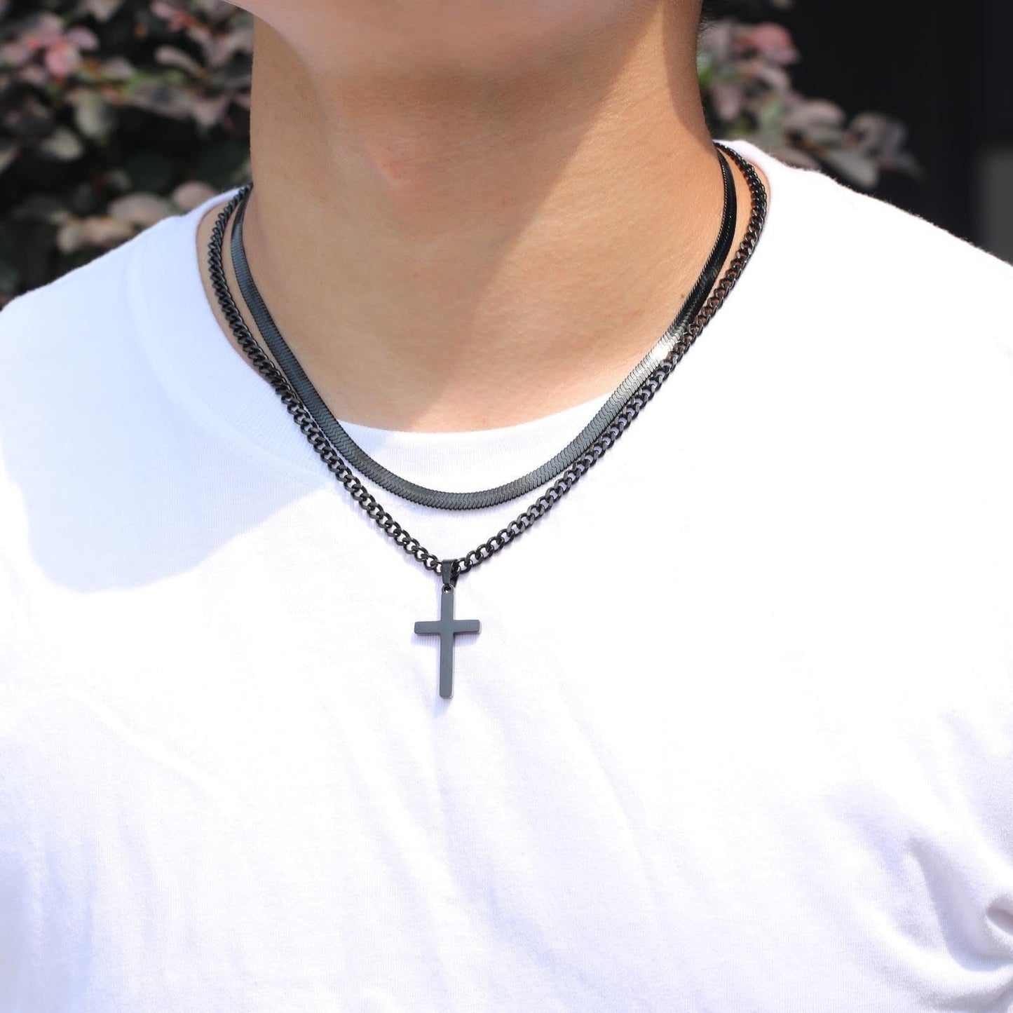 ✨✝️58 % de réduction🔥Collier double rangée en acier inoxydable Collier créatif à chaînes torsadées cubaines multi-rangées