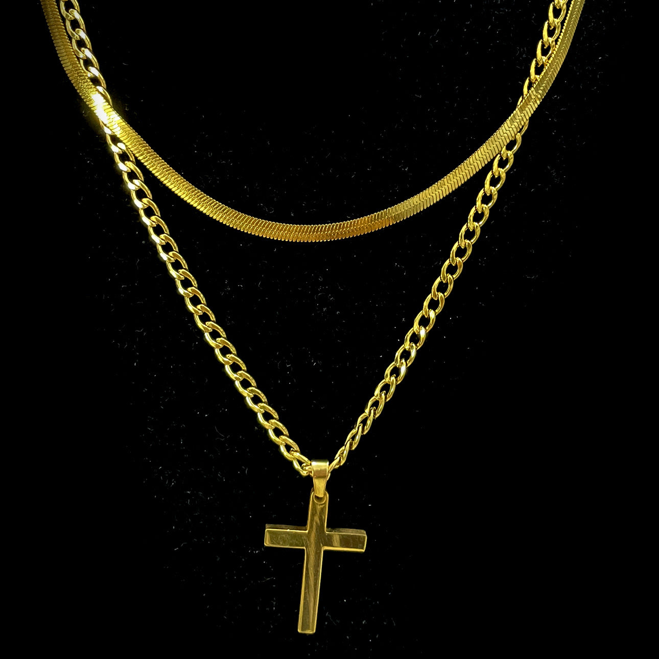✨✝️58 % de réduction🔥Collier double rangée en acier inoxydable Collier créatif à chaînes torsadées cubaines multi-rangées