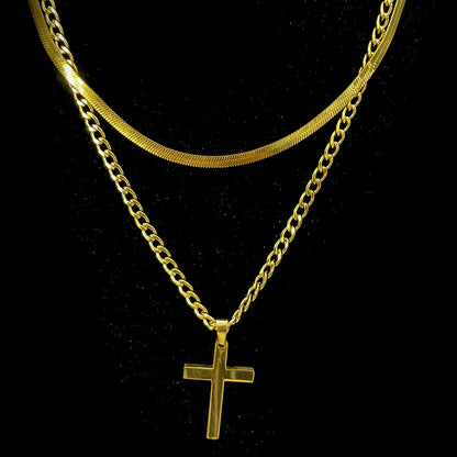 ✨✝️58 % de réduction🔥Collier double rangée en acier inoxydable Collier créatif à chaînes torsadées cubaines multi-rangées