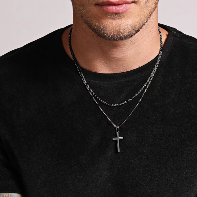 ✨✝️58 % de réduction🔥Collier double rangée en acier inoxydable Collier créatif à chaînes torsadées cubaines multi-rangées