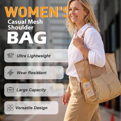 👜 OFFRE SPÉCIALE : 56% DE RÉDUCTION ! 🌴 Sac à Bandoulière Décontracté pour Femme en Maille Résistante – Grande Capacité, Fond Solide & Poche Zippée 🏖️