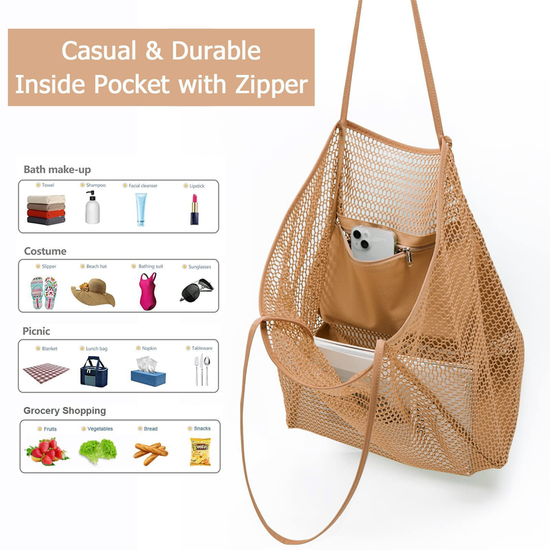 👜 OFFRE SPÉCIALE : 56% DE RÉDUCTION ! 🌴 Sac à Bandoulière Décontracté pour Femme en Maille Résistante – Grande Capacité, Fond Solide & Poche Zippée 🏖️