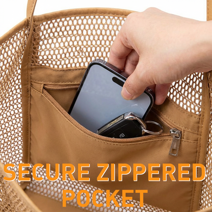 👜 OFFRE SPÉCIALE : 56% DE RÉDUCTION ! 🌴 Sac à Bandoulière Décontracté pour Femme en Maille Résistante – Grande Capacité, Fond Solide & Poche Zippée 🏖️