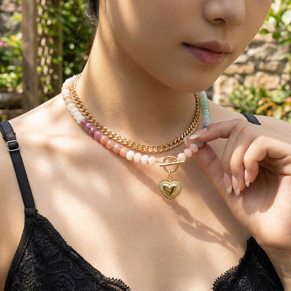 ✨📿53% de réduction🔥Collier superposé avec perles arc-en-ciel et chaîne de style bohème