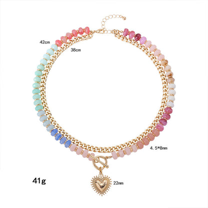 ✨📿53% de réduction🔥Collier superposé avec perles arc-en-ciel et chaîne de style bohème