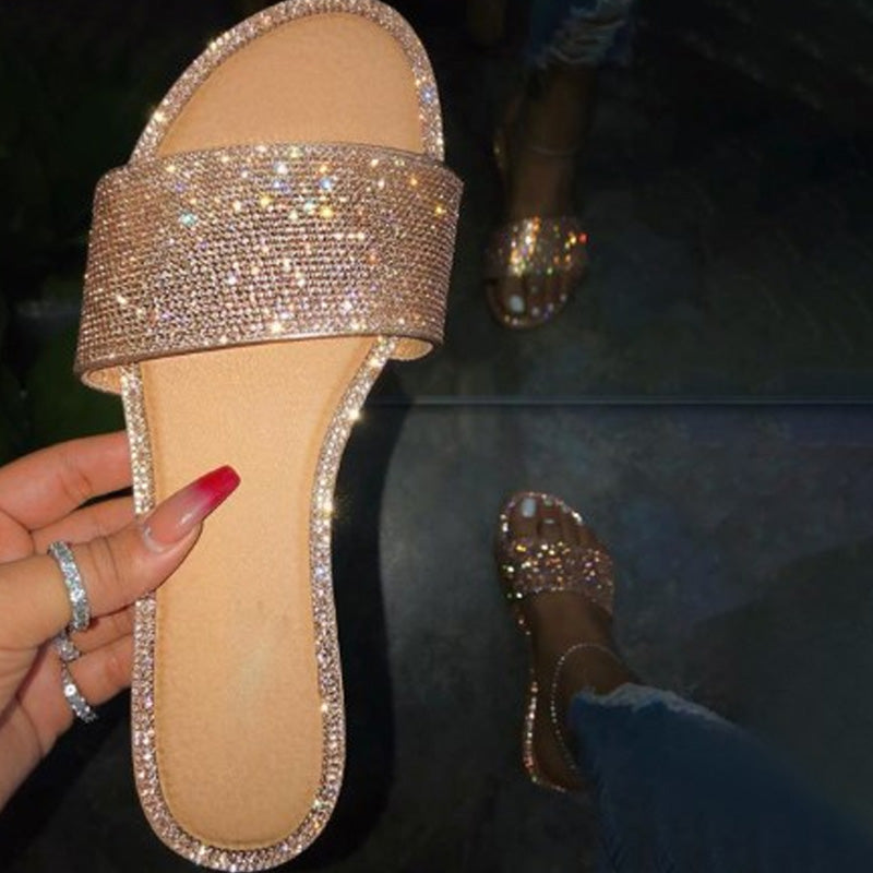 ✨💎40% de réduction🔥Sandales plates à strass scintillants pour femme