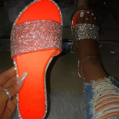 ✨💎40% de réduction🔥Sandales plates à strass scintillants pour femme