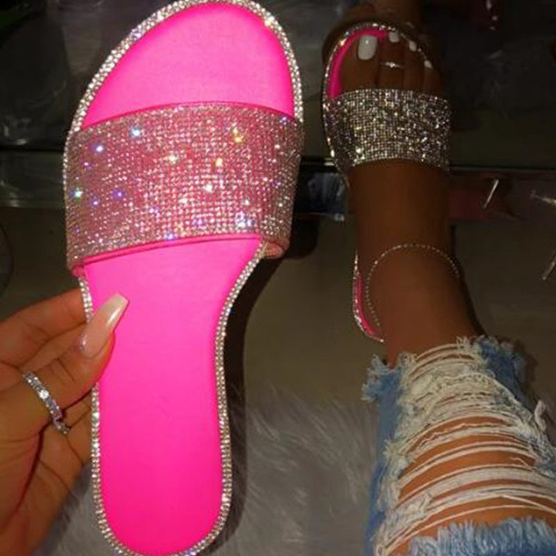 ✨💎40% de réduction🔥Sandales plates à strass scintillants pour femme