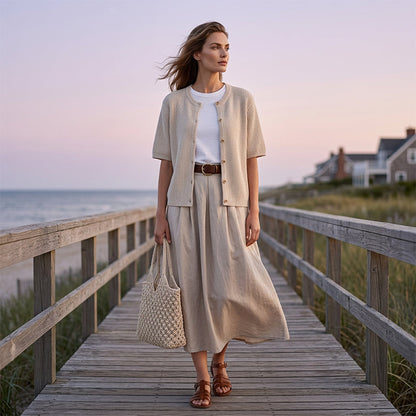 🔥 Pull classique à manches courtes en maille – Un classique indémodable