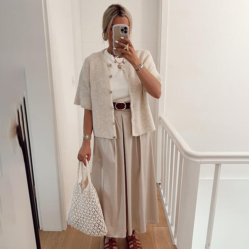 🔥 Pull classique à manches courtes en maille – Un classique indémodable